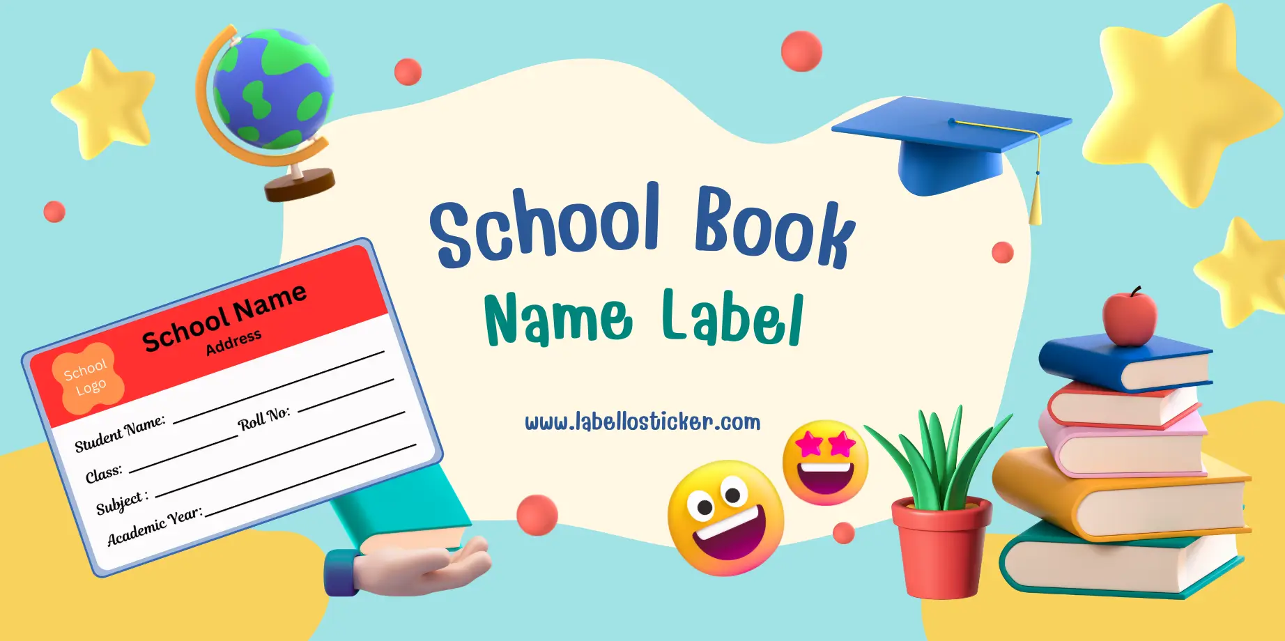 school book name label banner