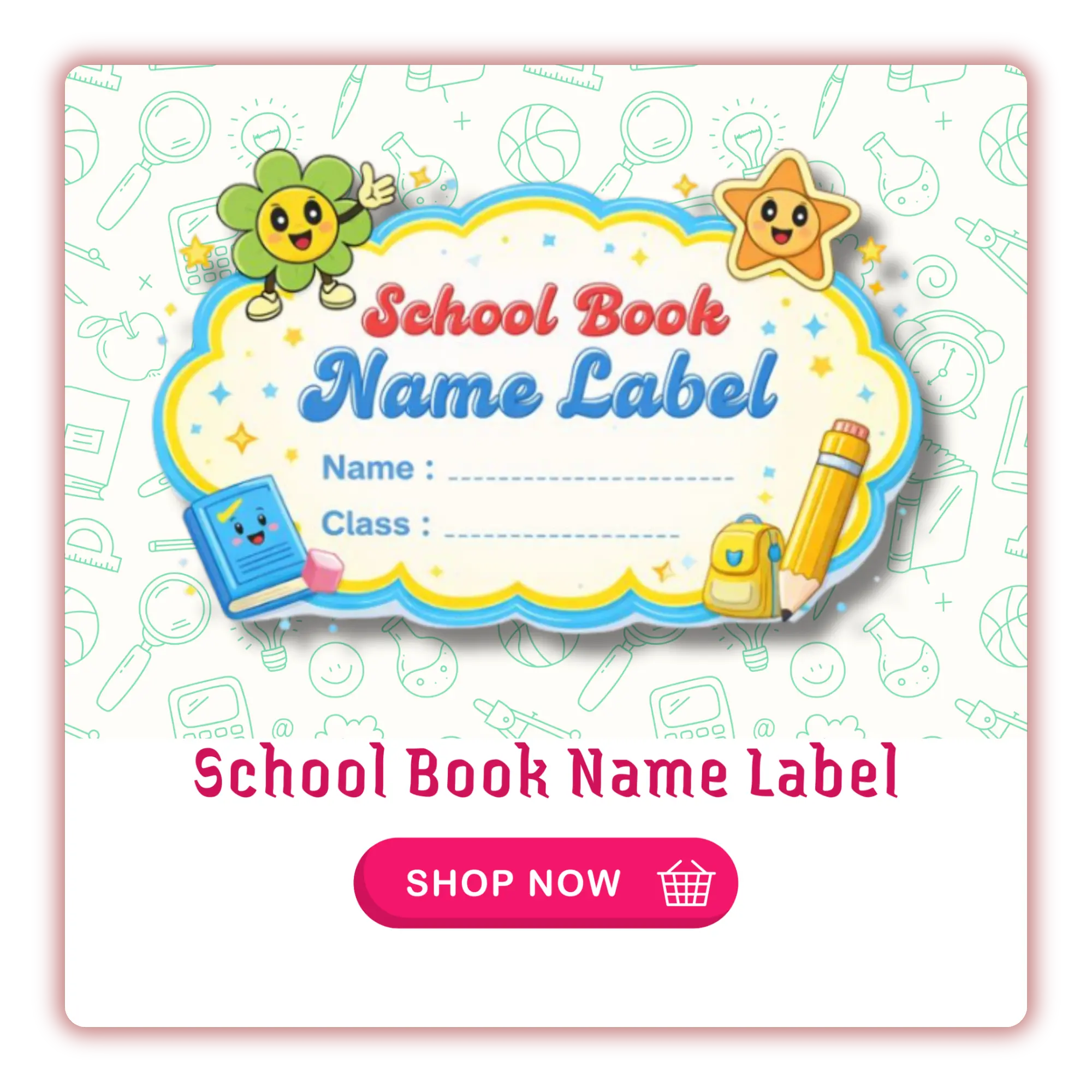 school book name label